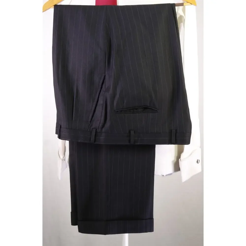 Paul Stuart Charcoal Gray Chalkstripe Pinstripe 2-Btn Wool Suit 42R